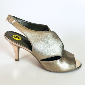 Bandolino Metallic Gold Peep Toe Open Toe  Heels Women's Size 9 Slingback